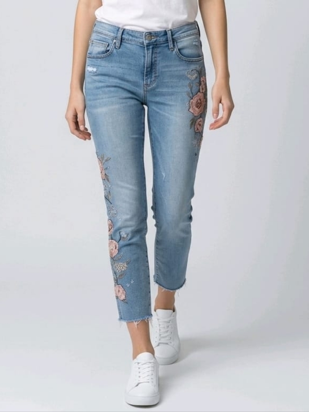 Driftwood Jackie Jeans Womens 31 Blue Denim Slim Embroidered Distressed 35x27